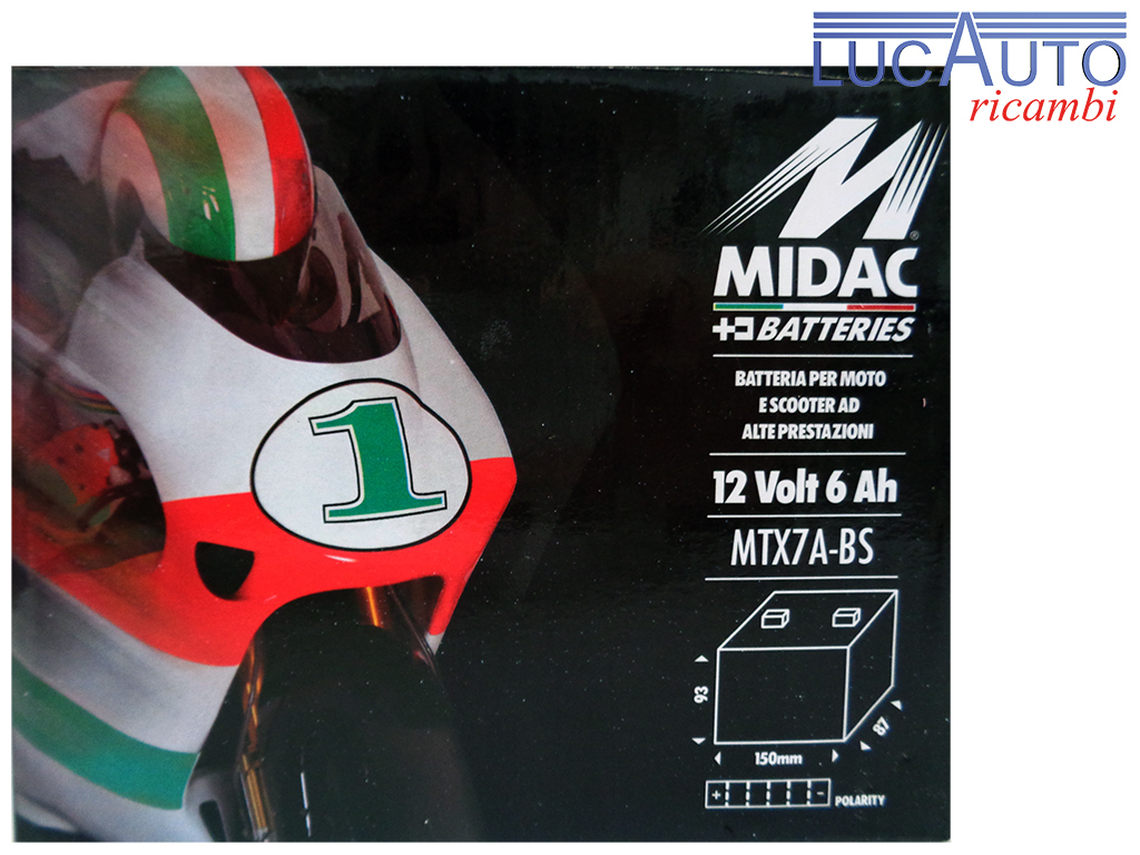 MIDAC MTX7A-BS 12 VOLT 6 AH