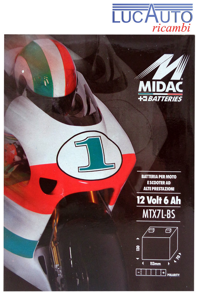 MIDAC MTX7L-BS 12 VOLT 6 AH