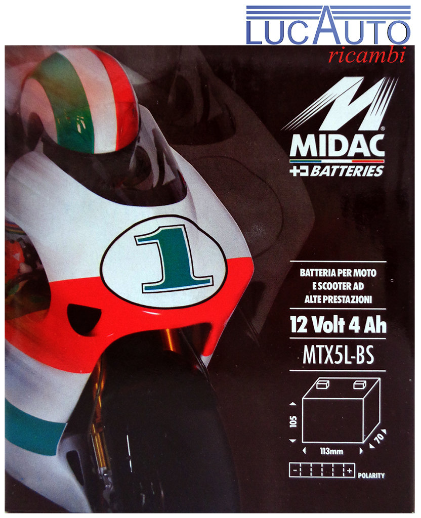 MIDAC MTX5L-BS 12 VOLT 4 AH